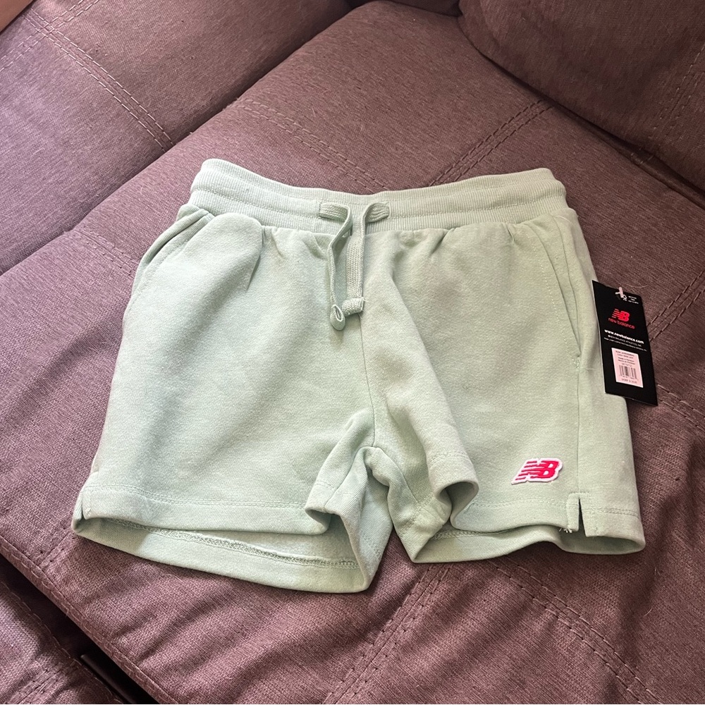 Boys Sage Green Cotton New Balance Shorts Size M 10/12 NWT